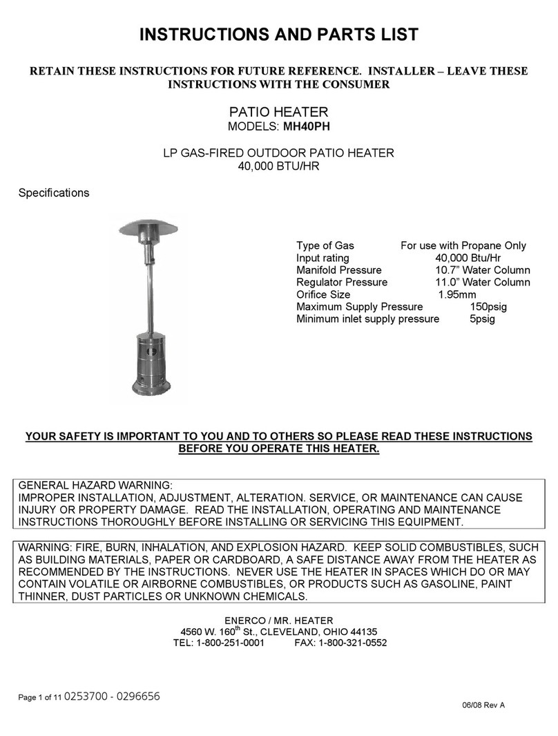 MrHeater MH40PH Instructions and parts list