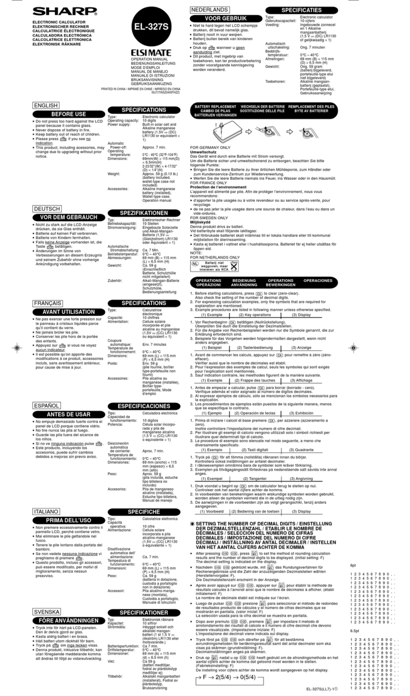 Sharp ELSIMATE EL-327S User manual