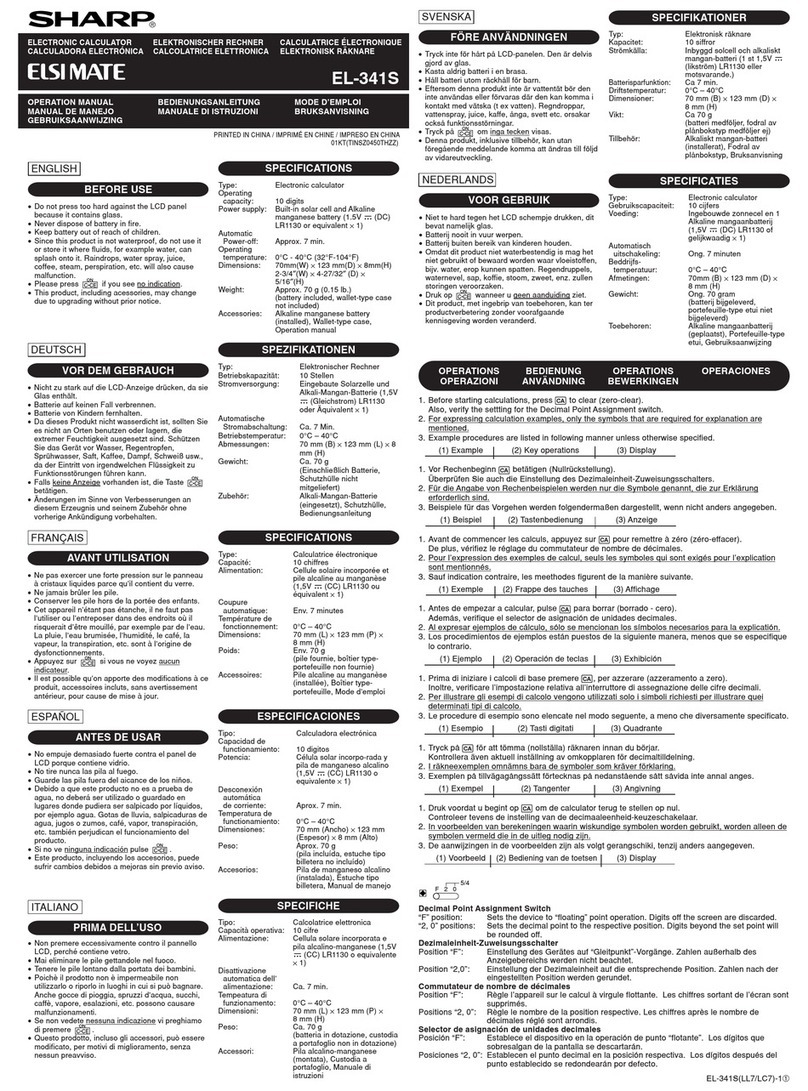 Sharp ELSIMATE EL-341S User manual