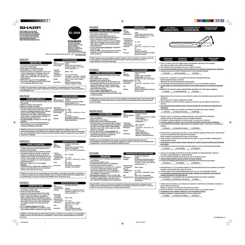 Sharp ELSI MATE EL-330A User manual