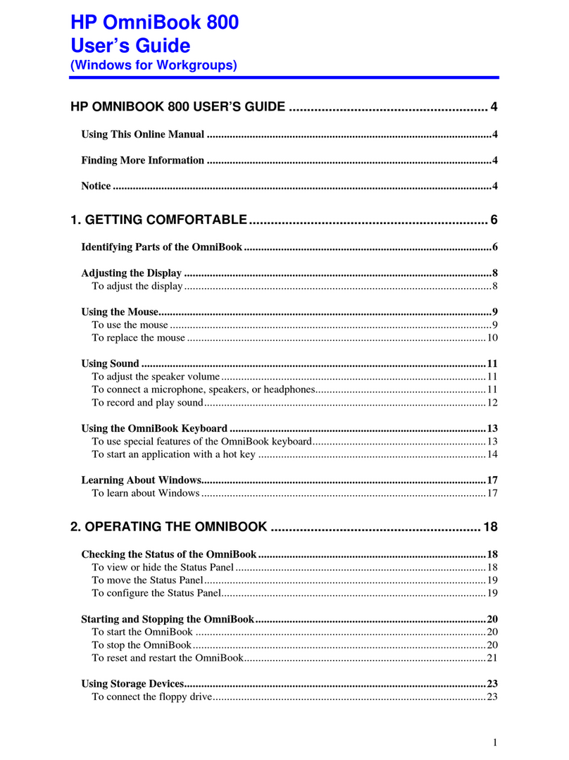 HP OmniBook 800 - Notebook PC User manual HP OmniBook 800 - Notebook PC User manual
