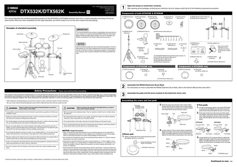 Yamaha DTX532K Assembly manual