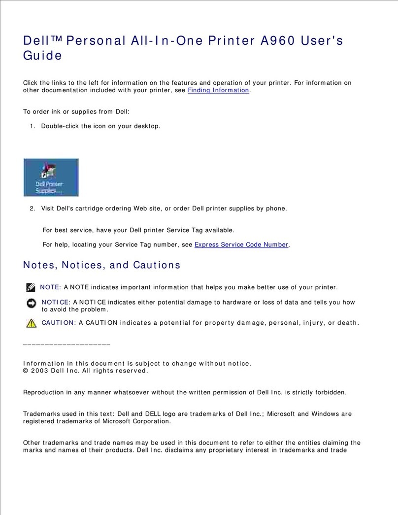 Dell A960 All In One Personal Printer User manual Dell A960 All In One Personal Printer User manual