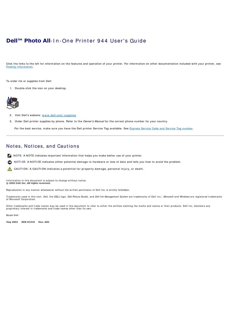 Dell 944 All In One Inkjet Printer User manual