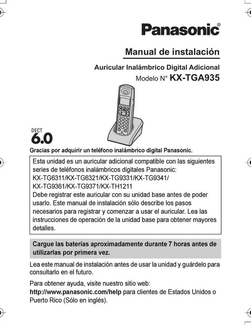 Panasonic KXTGA935 - DIGITAL CORDLESS HANDSET INSTALL Manual de instalación Panasonic KXTGA935 - DIGITAL CORDLESS HANDSET INSTALL Manual de instalación