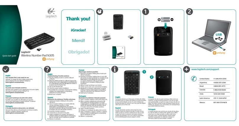 Logitech 920-001256 - Wireless Number Pad User manual