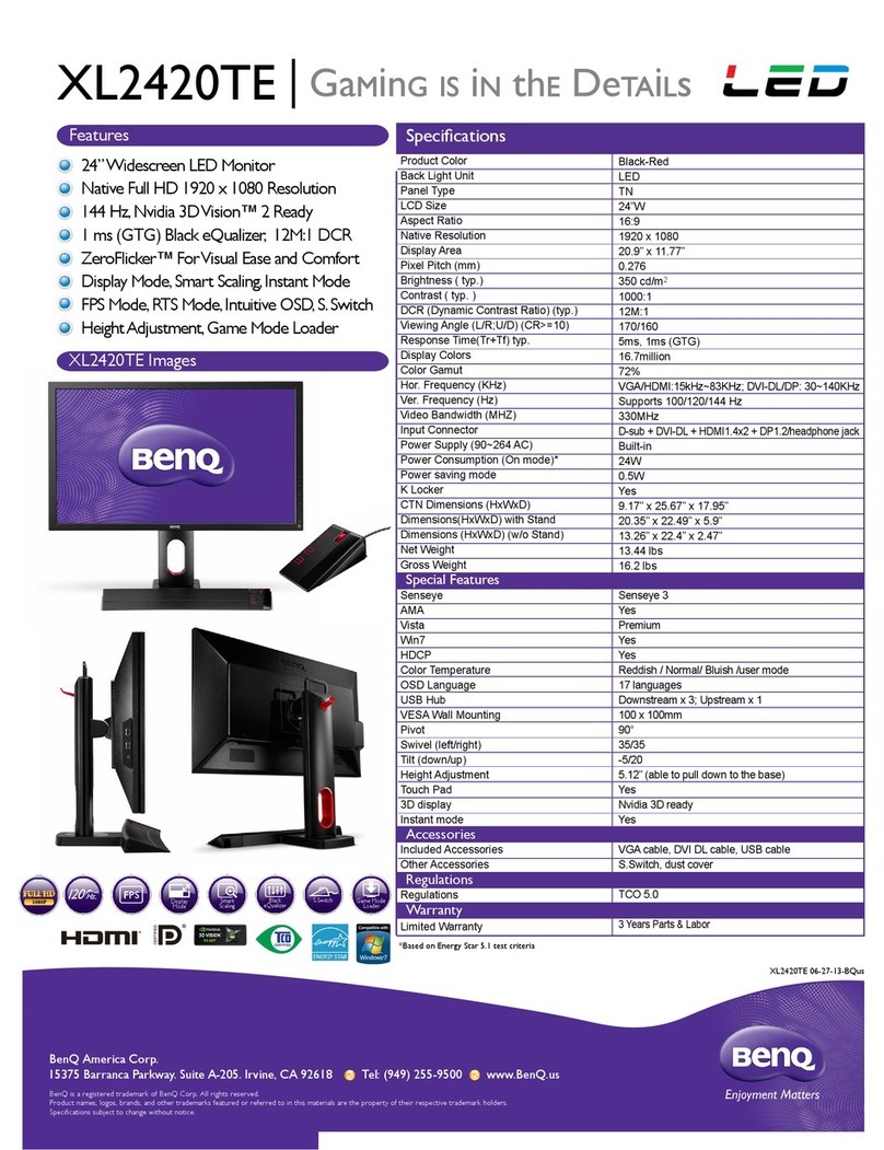 BenQ XL2420TE Use and maintenance manual