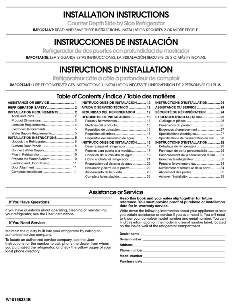 Whirlpool WRS321CDBM installation guide