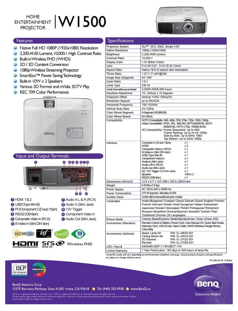BenQ W1500 Use and maintenance manual