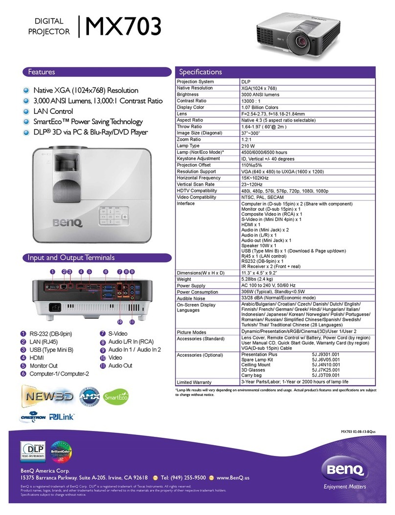 BenQ MX703 Use and maintenance manual