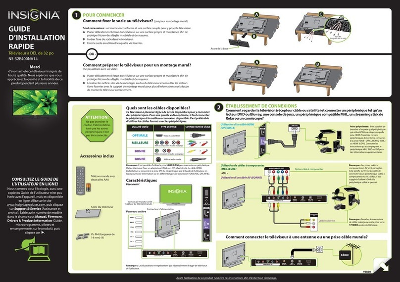 Insignia NS-32E400NA14 Installation and operation manual