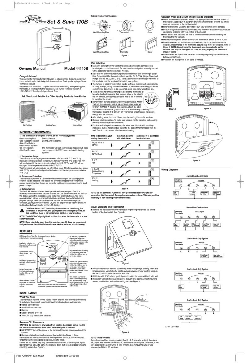 Hunter 44110B User manual