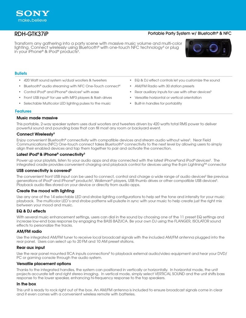 Sony RDH-GTK37iP Specifications