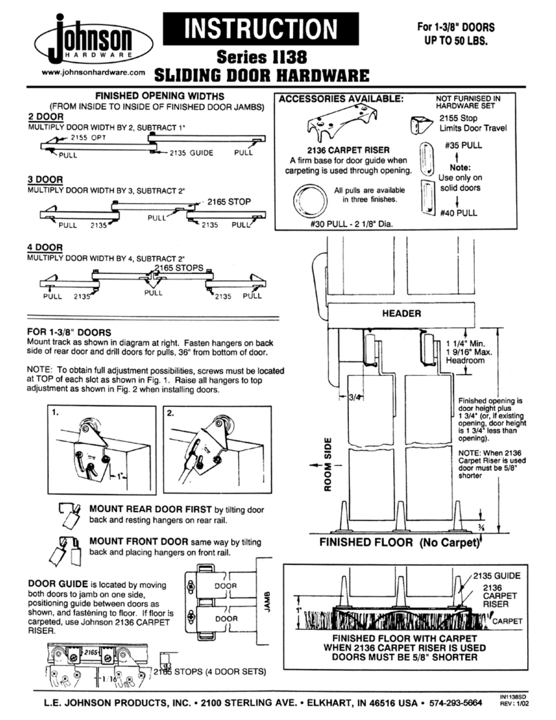 Johnson Hardware 1138 Series instructions Johnson Hardware 1138 Series instructions