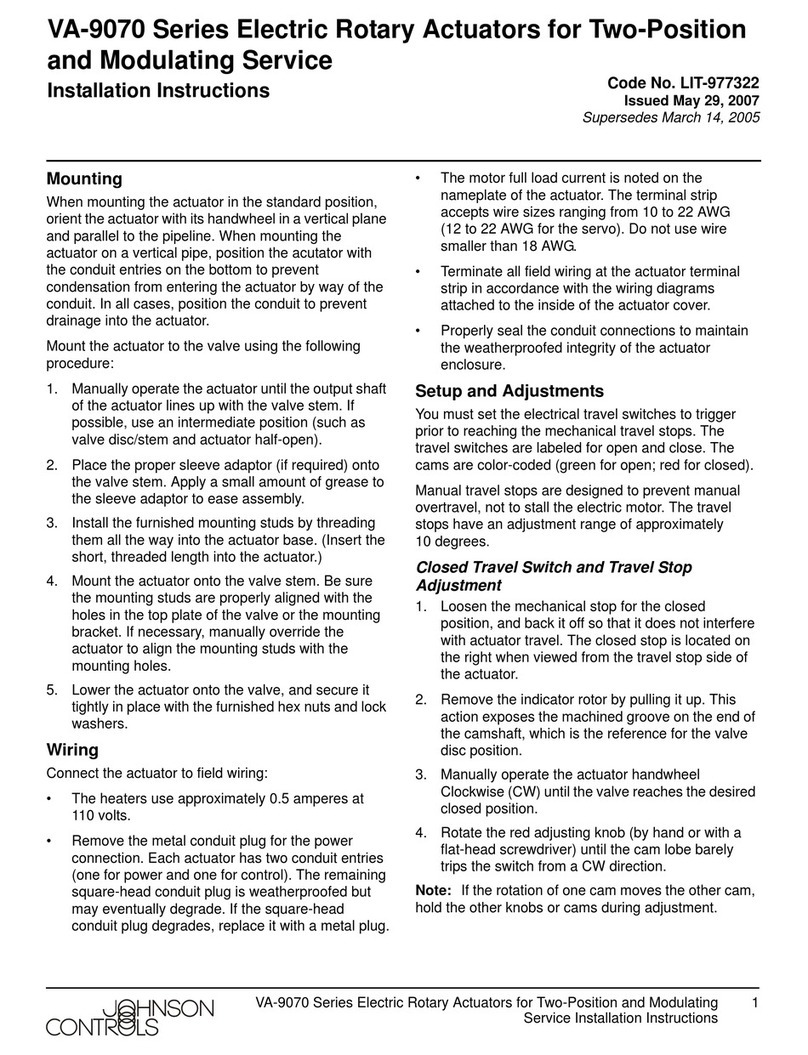 Johnson Controls VA-9070 Series User manual