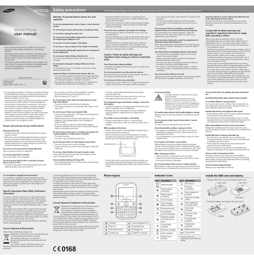 Samsung GT-E2222 User manual