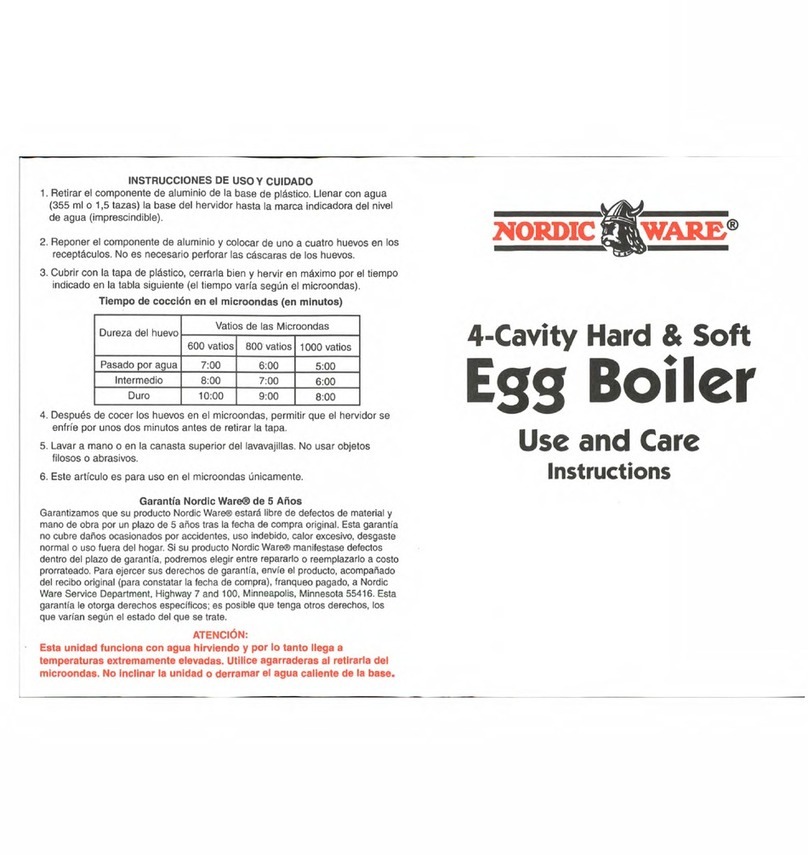Nordic Ware 4-Cavity Hard & Soft Egg Cooker Use and care instructions
