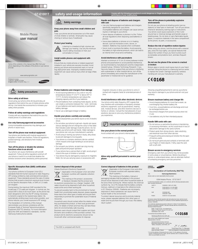 Samsung GT-E1081T User manual