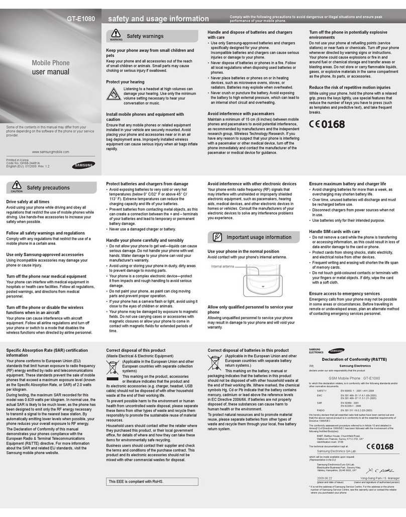 Samsung GT-E1080 User manual
