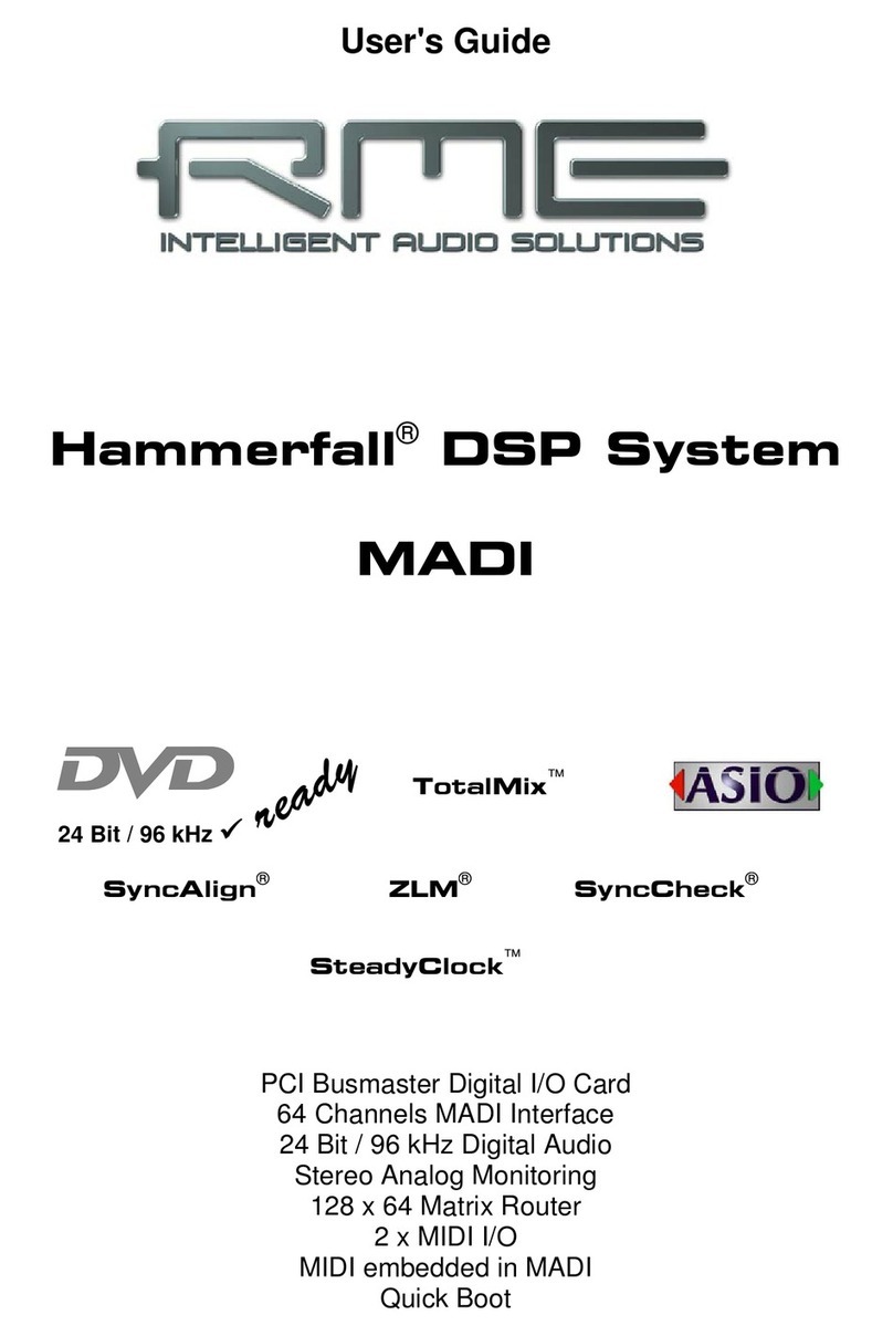 RME Audio Hammerfall DSP System MADI User manual