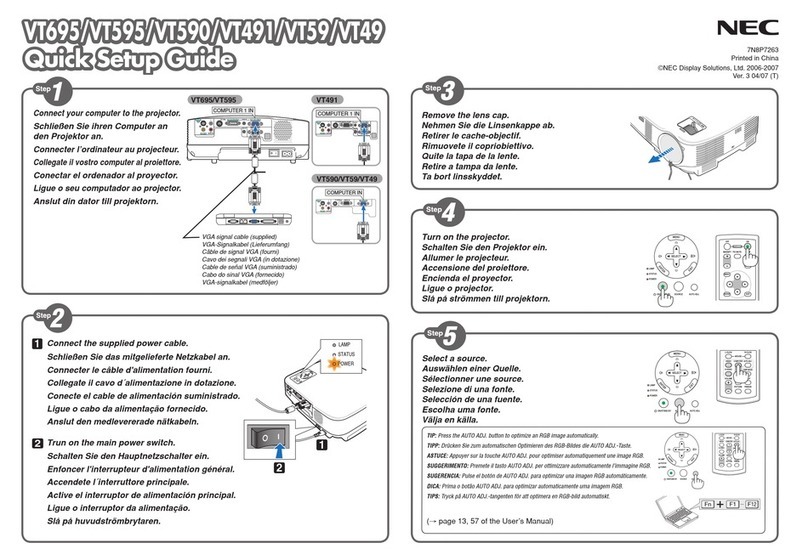 NEC VT49 Series Quick setup guide