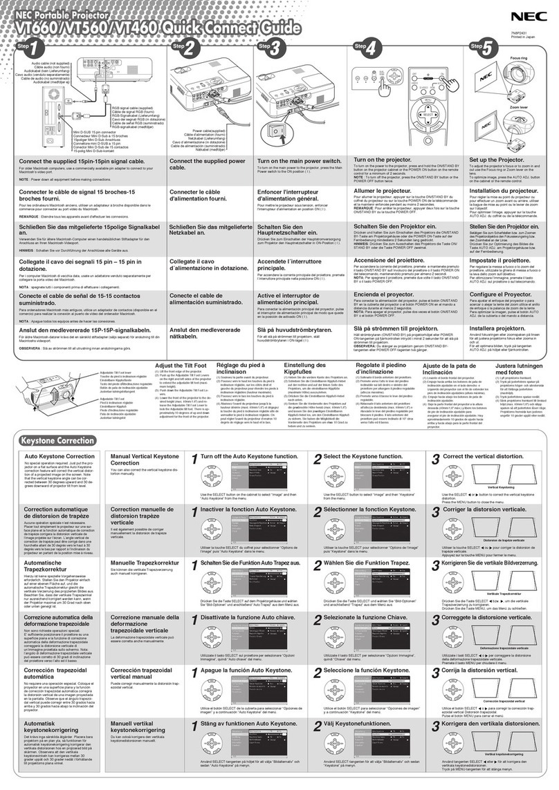 NEC VT460 Quick connect guide