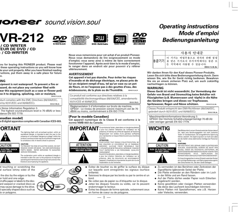 Pioneer DVR-212 User manual