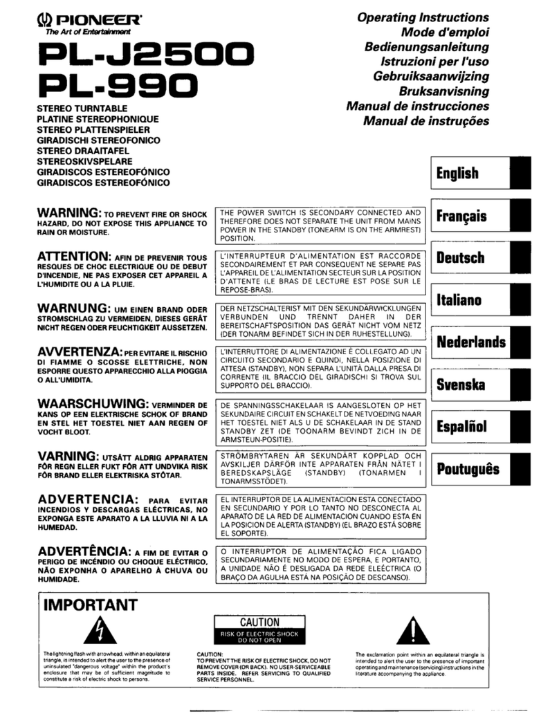 Pioneer PL-J2500 operating instructions