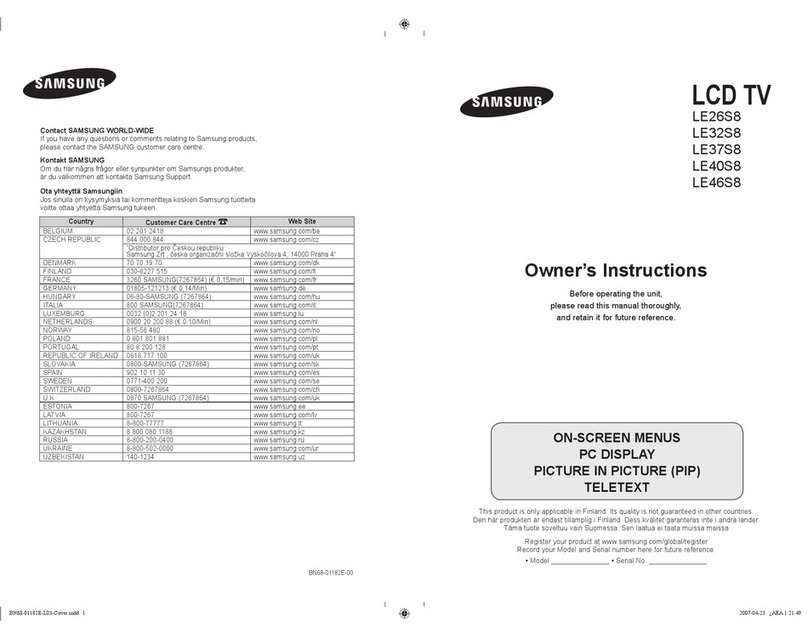 Samsung LE26S8 Owner's instructions
