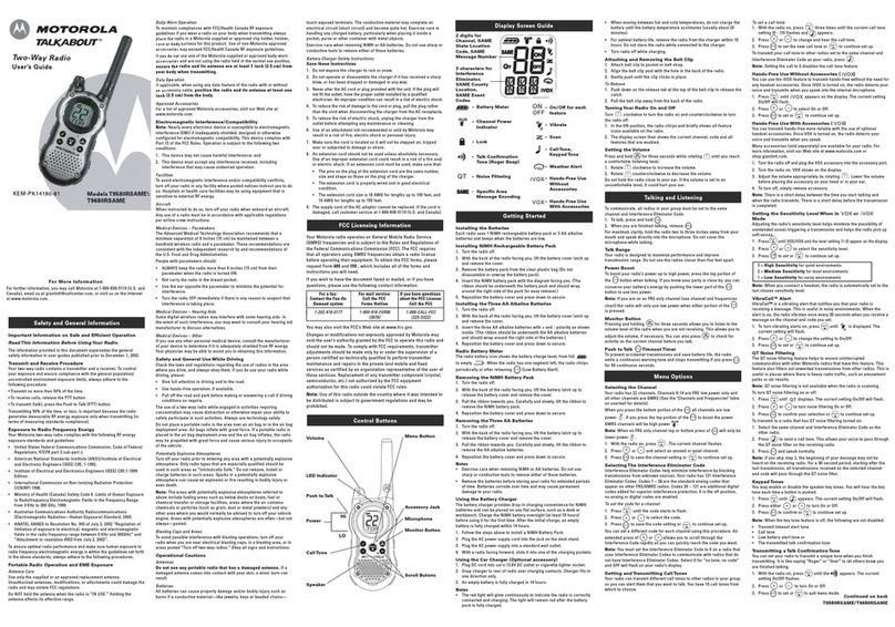 Motorola Talkabout T9580RSAME User manual