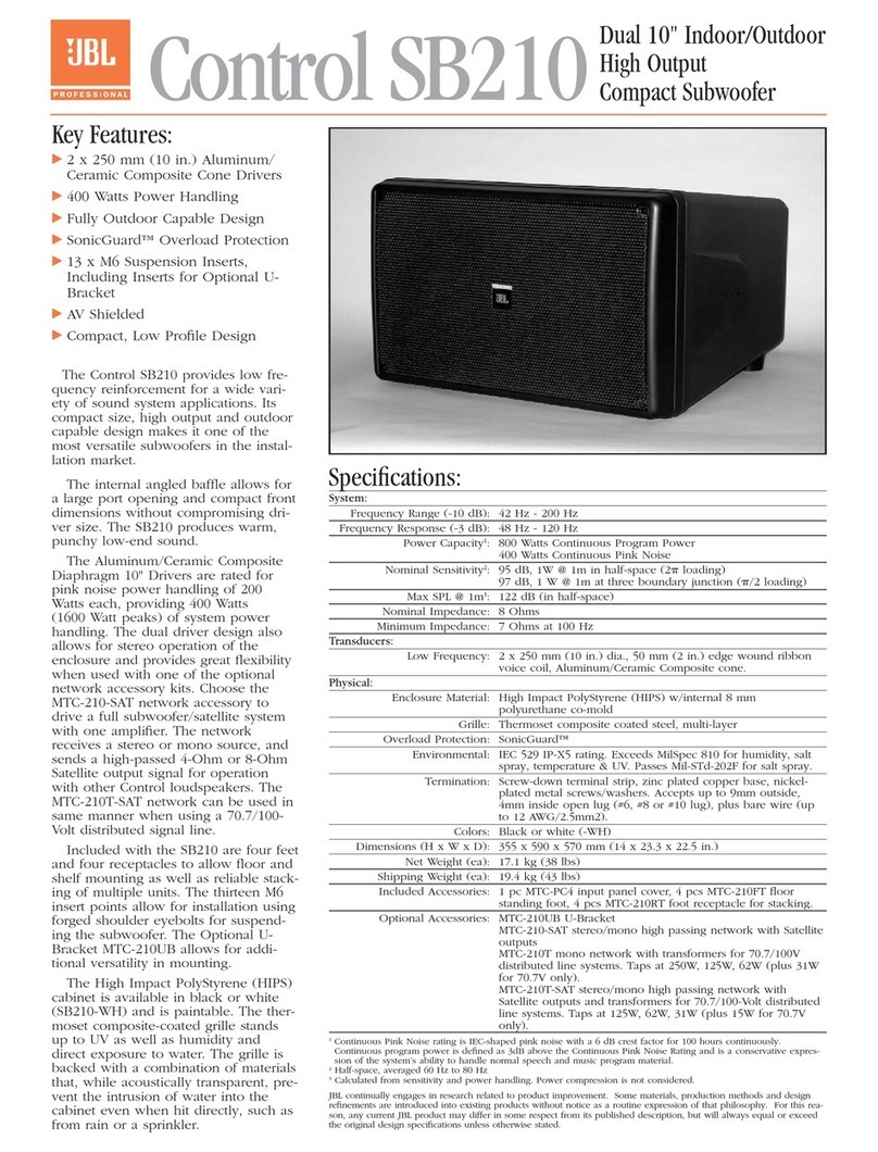 JBL Control SB210 Specifications