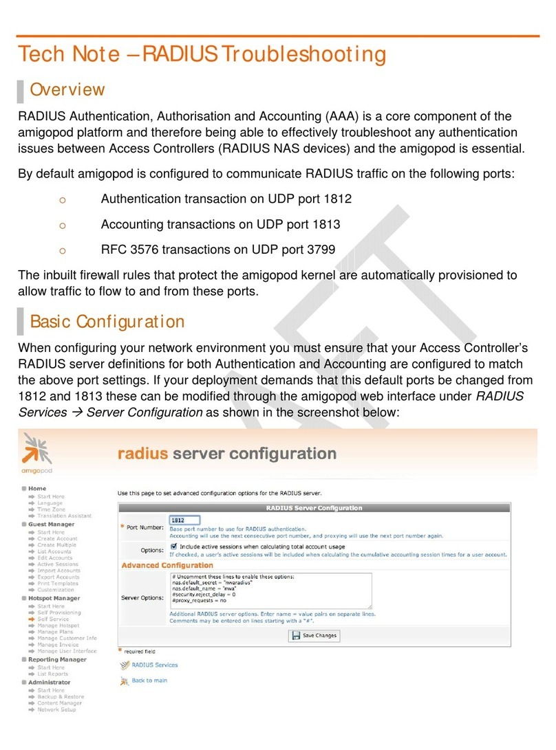 AMIGOPOD PowerConnect W Clearpass 100 Software User manual AMIGOPOD PowerConnect W Clearpass 100 Software User manual
