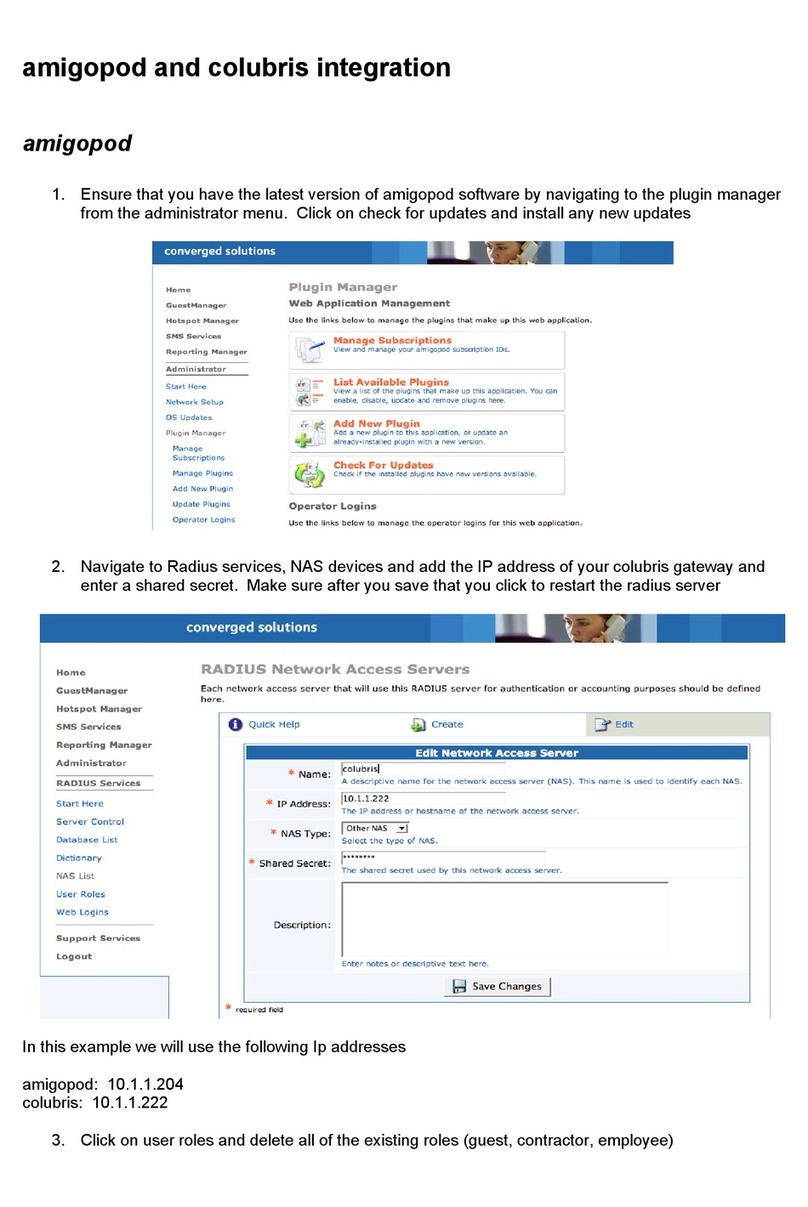 AMIGOPOD PowerConnect W Clearpass 100 Software Quick setup guide AMIGOPOD PowerConnect W Clearpass 100 Software Quick setup guide