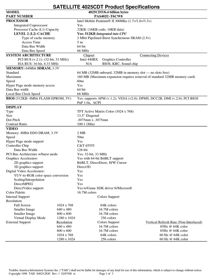 Toshiba Satellite 4025CDT User manual
