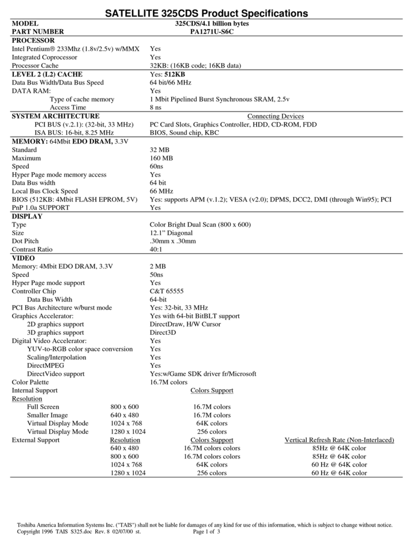 Toshiba Satellite 325CDS User manual