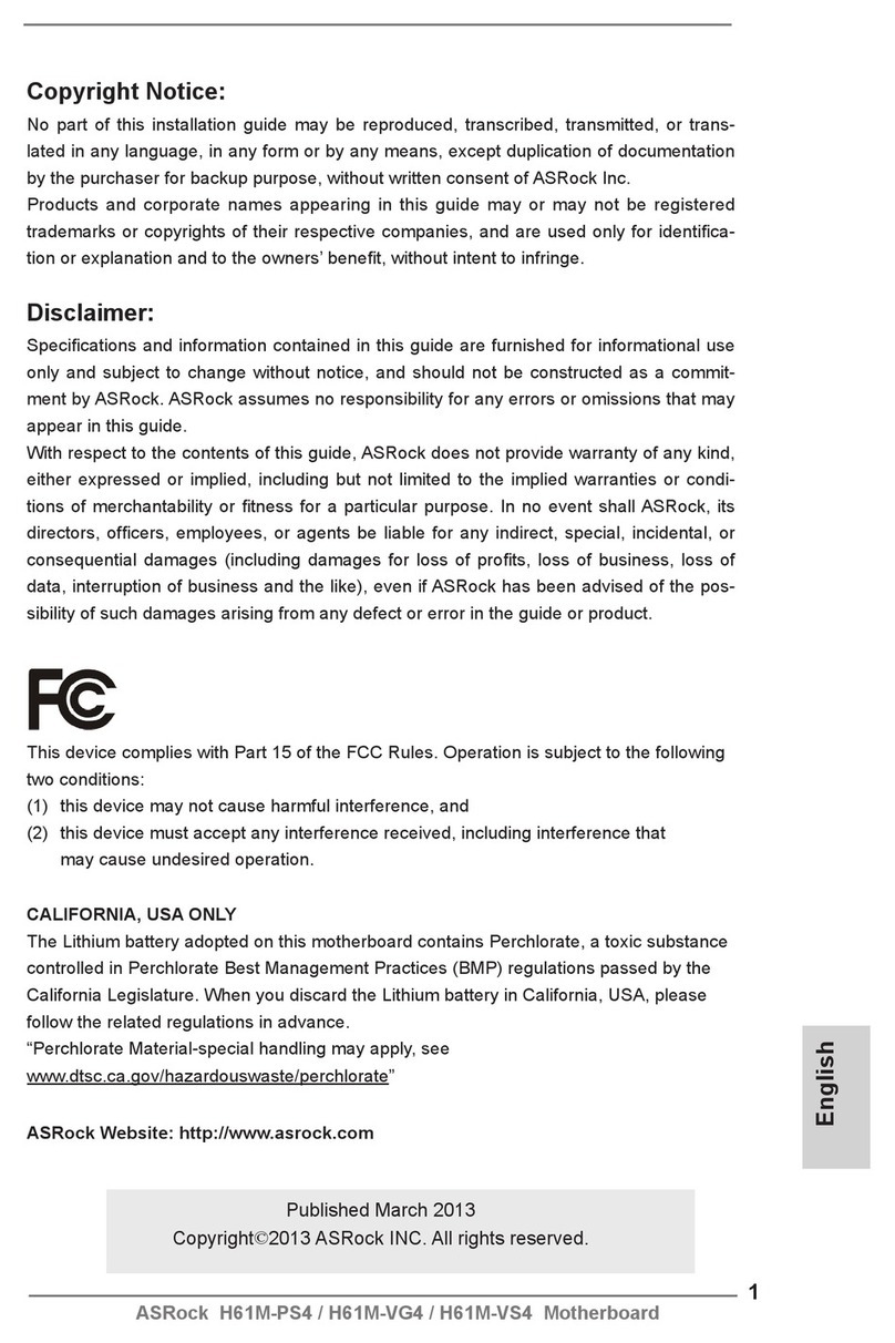 ASROCK H61M-PS4 Quick installation guide