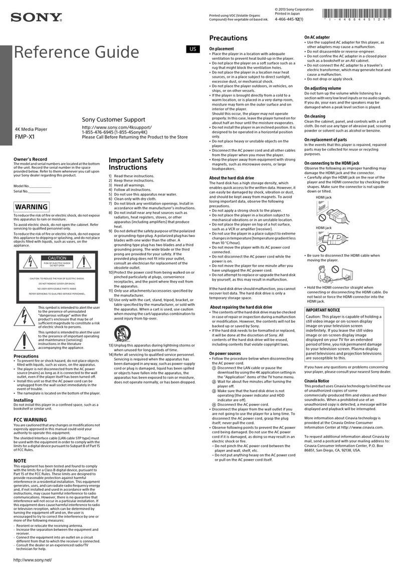 Sony FMP-X1 reference guide