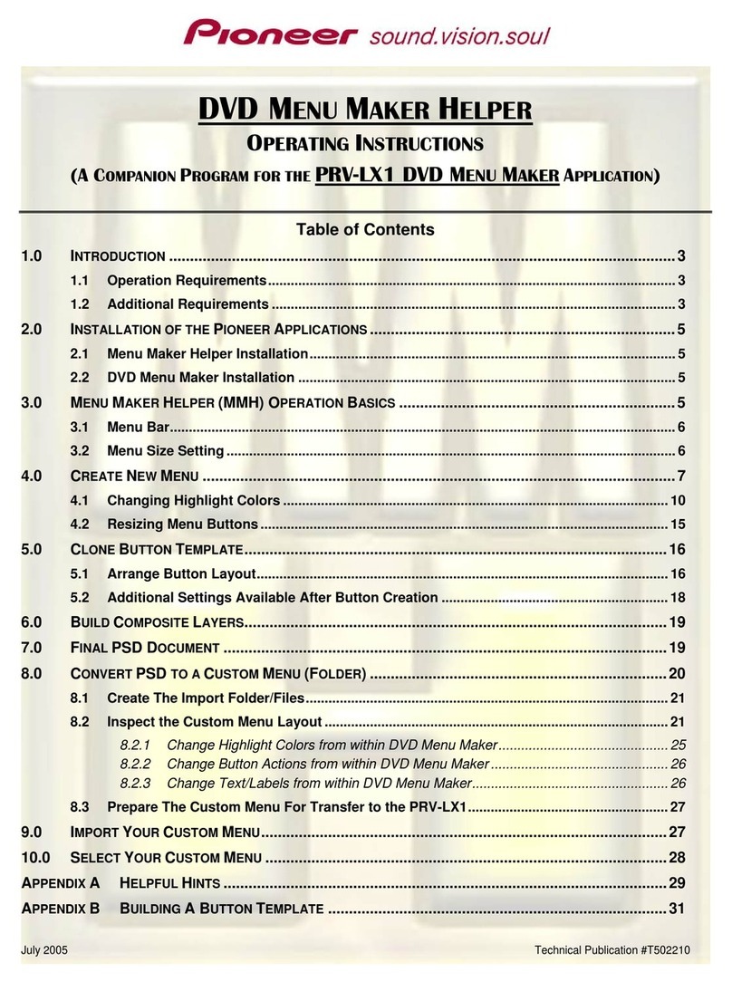 Pioneer Menu Maker Helper User manual