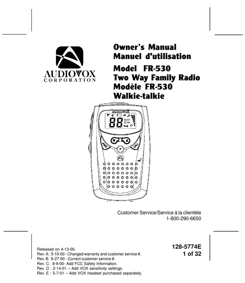 Audiovox FR530 - Ultra Compact 14 Channel LCD Radios User manual