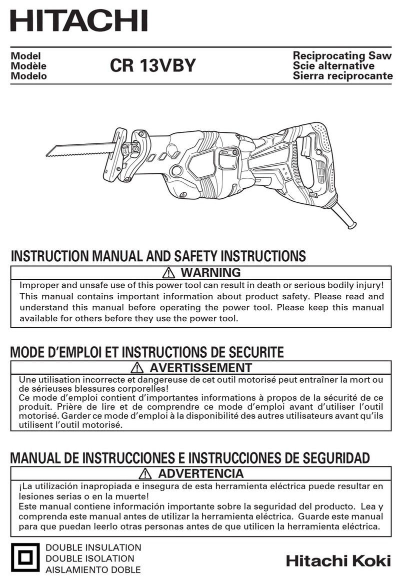 Hitachi CR13VBY - 12 Amp TOOLESS Low Vibration Reciprocating... User manual