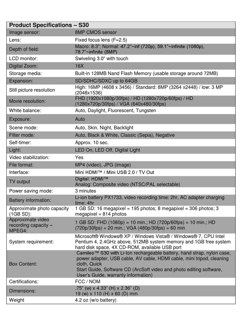 Toshiba PA3893U-1CAM Camileo S30 User manual