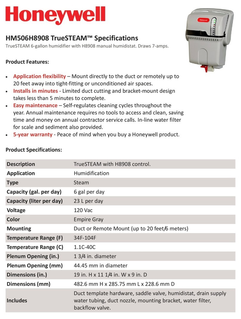 Honeywell HM509H8908 - TrueSTEAM 9 Gal Humidifier Specifications