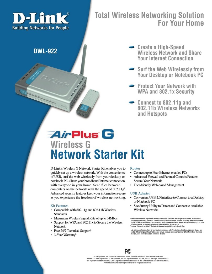 D-Link DWL-922 - AirPlus G Wireless Network Starter User manual D-Link DWL-922 - AirPlus G Wireless Network Starter User manual