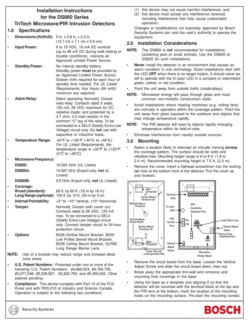 Bosch DS860 Series installation instructions Bosch DS860 Series installation instructions