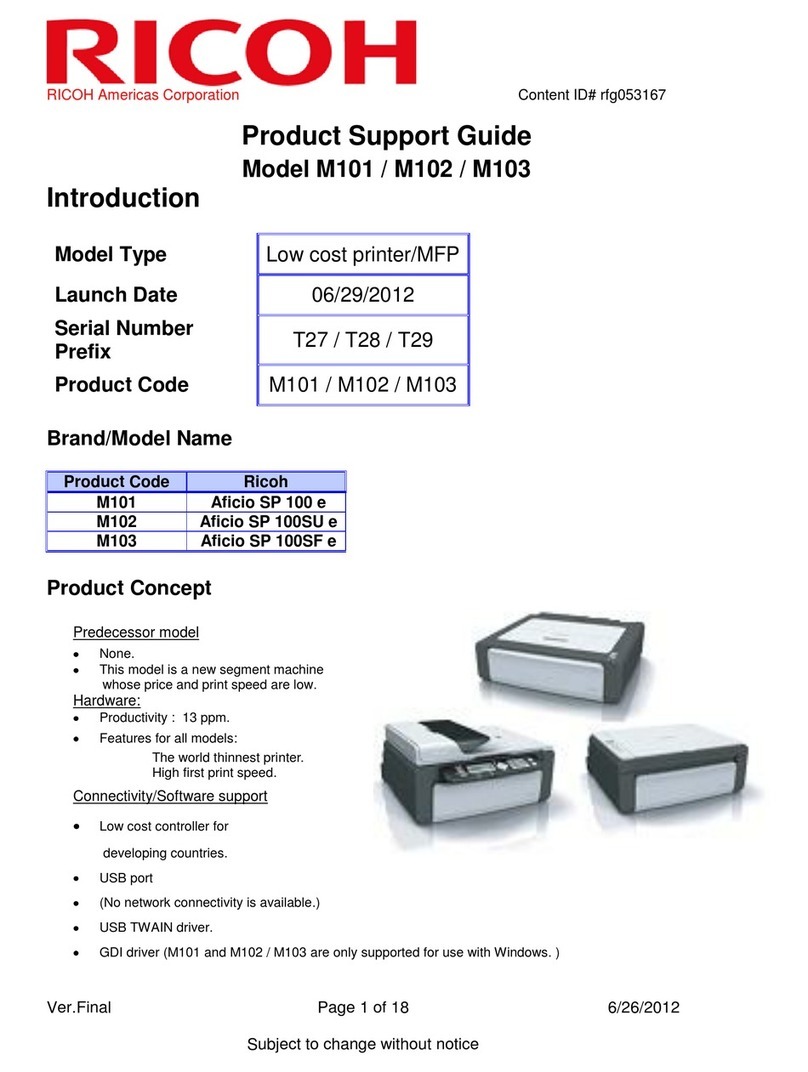 Ricoh Aficio SP 100SU e Installation instructions