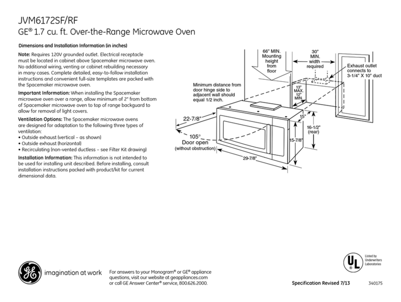 GE JVM6172RFSS Operating manual