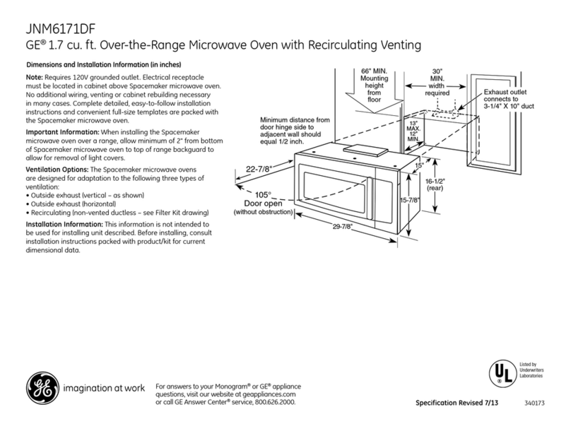 GE JNM6171DFBB Operating manual
