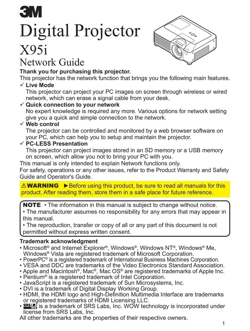 3M X95I - Digital Projector XGA LCD Installation and maintenance instructions