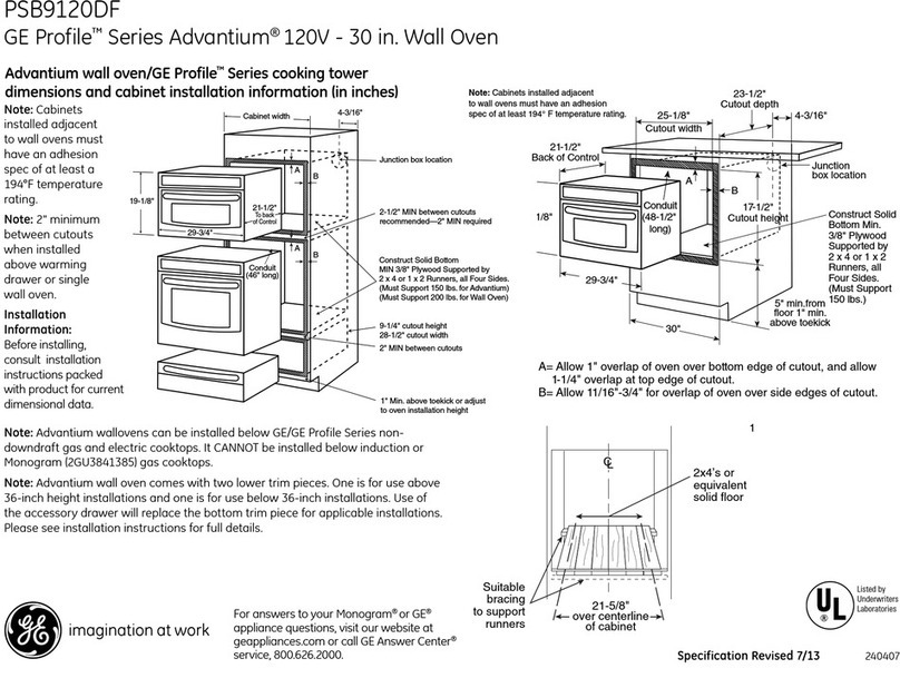 GE Profile Advantium PSB9120DFBB Dimension Guide