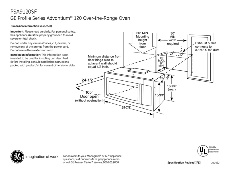 GE Profile Advantium PSA9120SFSS Dimension Guide